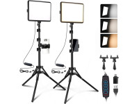 Kit de 2 Luzes LED para Fotografia e Vídeo NiceVeedi 25 x 20 cm, 2800K-6500K, 15W, com Tripés e Suporte para Telemóvel Kit de 2 Luzes LED para Fotografia e Vídeo NiceVeedi 25 x 20 cm, 2800K-6500K, 15W, com Tripés e Suporte para Telemóvel